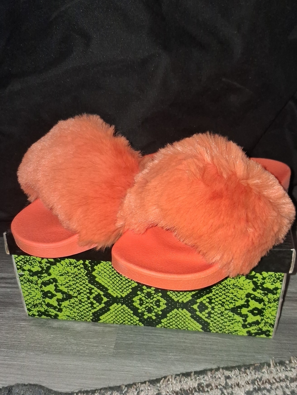 Cape Robbin Orange Fuzzy Slide Sandals